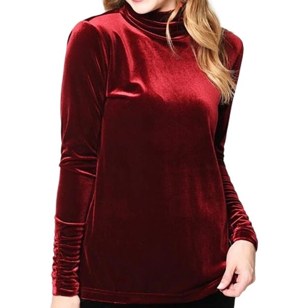 Sno Skins Sweater PlushTech Velvet Turtle Neck Long Sleeve Brown Medium